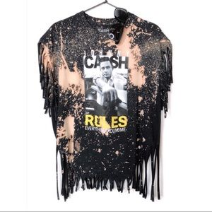 Distressed Jersey Fringe Johnny Cash Tee